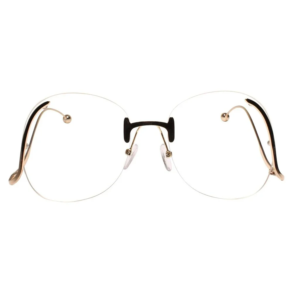 Classic Vintage Retro Large Oversized Exaggerated Gold Frame Clear Lens Glasses